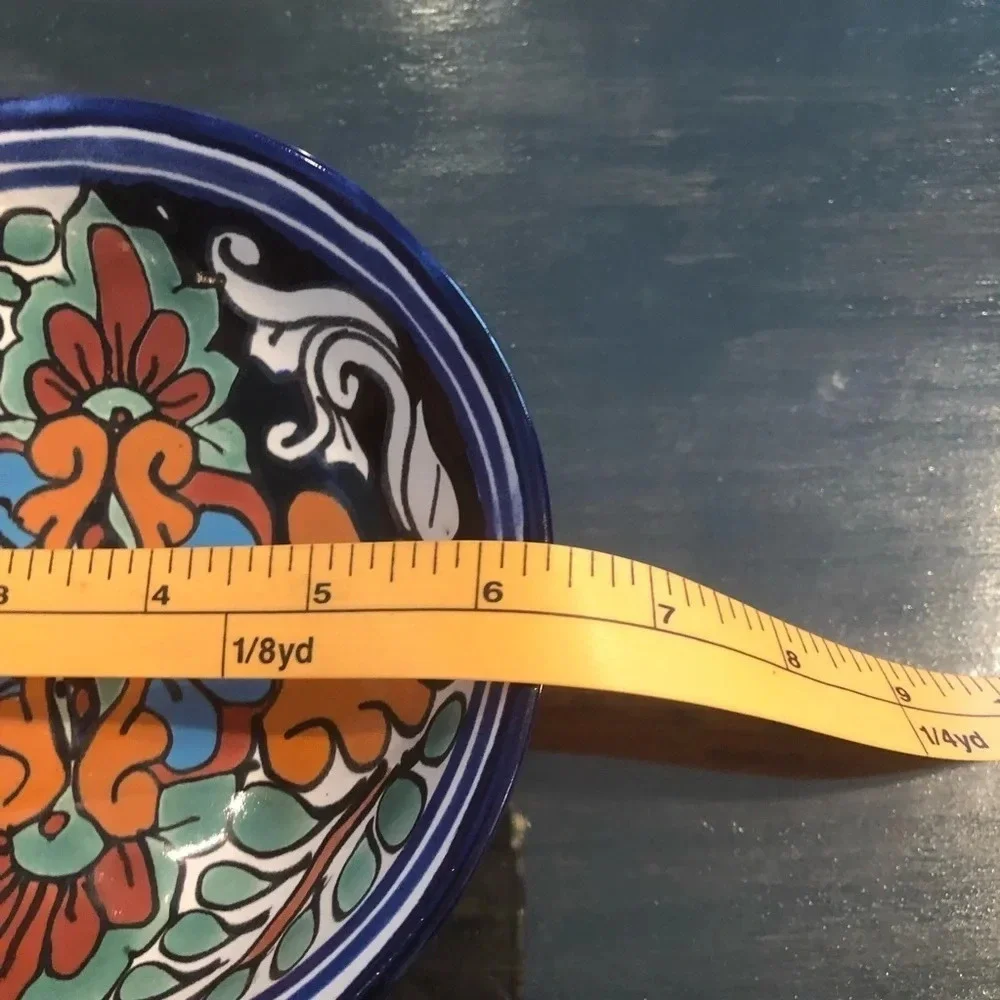 Mexican Talavera Pottery Footed Bowl Colorful
